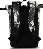 The back view of a roll-top backpack with a floral pattern. Produktbild-Vorschau