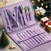 16-teiliges Premium Nagelpflege-Set aus Edelstahl lila Produktbild-Vorschau 1