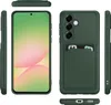 Multiple views of a dark green phone case with a card slot. Produktbild-Vorschau
