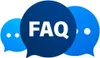 Three blue speech bubbles with the letters "FAQ" in white on the largest bubble. Anteprima dell’immagine prodotto