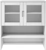 A white wooden hutch with glass doors and shelves. Podgląd zdjęcia produktu