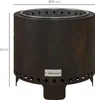 A dark metal fire pit with legs and a brand logo. Produktbild-Vorschau