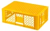 A yellow plastic crate is shown against a white background. Produktbild-Vorschau
