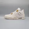A single white Air Jordan 4 sneaker with gold accents is shown against a plain light gray background. Anteprima dell’immagine prodotto