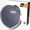 A satellite dish and its packaging are shown against a white background. Produktbild-Vorschau