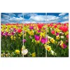 Triptychon auf leinwand blumen - farbig 60x40 cm Feeby Produktbild-Vorschau 3