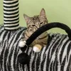 A tabby kitten plays with a toy attached to a cat tree. Produktbild-Vorschau