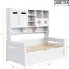 A white wooden daybed with a built-in hutch and storage compartments. Náhled obrázku produktu