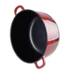 A top-down view of a red pot with black interior, isolated on a white background. Produktbild-Vorschau