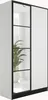 A white wardrobe with a mirrored door section, featuring a plant inside. Voir les images du produit