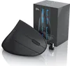 A black vertical ergonomic mouse and its packaging are displayed on a white background. Produktbild-Vorschau