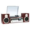 A vintage-style hi-fi system with a turntable, CD player, and speakers, displayed against a white background. Voir les images du produit