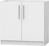 A white cabinet with two doors and silver handles, shown from the front. Produktbild-Vorschau