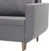 A close-up view of the armrest and side of a gray armchair. Produktbild-Vorschau