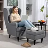 HOMCOM Ohrensessel mit Hocker Sessel mit Leinenoptik, Produktbild-Vorschau 2