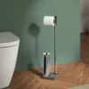 Piantana con portarotolo e scopino acciaio e resina grigio Anteprima dell’immagine prodotto 4