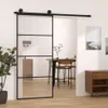 vidaXL Posuvné dvere s kovaním 90x205 cm ESG sklo a hliník Náhľad obrázku produktu 2