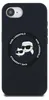 A black iPhone case with a Karl Lagerfeld logo featuring two cartoon characters wearing sunglasses. Produktbild-Vorschau