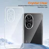 A clear phone case is shown next to a phone with a clear case, with a snowy mountain background. Produktbild-Vorschau