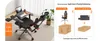 A chair with a laptop workstation attached, and a separate graphic showing two packages for delivery. Náhľad obrázku produktu