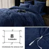 Bettwäsche-Set Samt Flauschig 200x200 cm Marine Blau mit 2 Produktbild-Vorschau 7