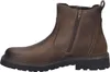 A side view of a brown leather boot against a white background. Voir les images du produit
