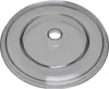 A clear, top-down view of a transparent plastic lid with a central hub. Produktbild-Vorschau