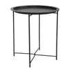 A black metal side table with a round top and a cross-legged base, shown against a white background. Produktbild-Vorschau