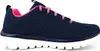 A side view of a navy and pink Skechers Graceful sneaker. Voir les images du produit