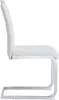 A side view of a white upholstered dining chair with a chrome cantilever base. Podgląd zdjęcia produktu