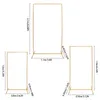 A diagram showing three gold wedding stands with dimensions labeled in meters and feet. Produktbild-Vorschau