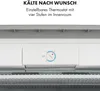 A close-up view of a refrigerator's internal thermostat control panel, with German text above describing its features. Produktbild-Vorschau
