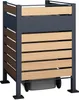 A product shot of a trash bin enclosure with a wood-look finish and dark gray metal frame, shown on a white background. Náhled obrázku produktu