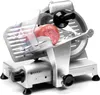 A professional studio shot of a meat slicer with a piece of salami on it. Náhľad obrázku produktu