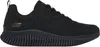 A black Skechers Bobs Geo How Marvelous women's sneaker is shown from the side against a white background. Produktbild-Vorschau
