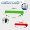 Diagram comparing a HBS261 bandsaw guide to a conventional manufacturer's guide, with accompanying text explaining its benefits. Produktbild-Vorschau
