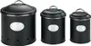 Three black storage canisters of varying sizes are displayed against a white background. Produktbild-Vorschau