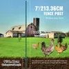 A fence post is shown in a farm setting with chickens and barns in the background. Dimensions are indicated. Anteprima dell’immagine prodotto