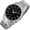 A close-up studio shot of a Casio watch with a black dial and a silver metal band. Náhled obrázku produktu