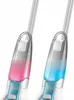 Close-up of the top parts of two steam cleaners, one with pink liquid and the other with blue liquid. Voir les images du produit