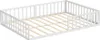 A white metal bed frame with a slatted base, viewed from a diagonal angle. Anteprima dell’immagine prodotto