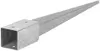 A galvanized metal ground spike with a square socket at one end and a pointed, tapering end at the other. Produktbild-Vorschau
