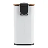 A white rectangular trash can with a black lid and a bamboo lid accent, shown from the front. Náhled obrázku produktu