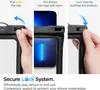Three-panel image demonstrating how to use a waterproof phone case. Podgląd zdjęcia produktu