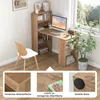 A desk with a bookshelf in a room with a window. Podgląd zdjęcia produktu