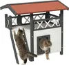 PawHut Katzenhaus mit Asphaltdach, 2-stöckig, Katzenhütte Produktbild-Vorschau 1