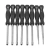 A set of eight nut drivers with black handles and silver metal shafts, arranged in a row against a white background. Voir les images du produit
