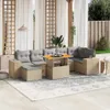 8-tlg. Garten-Sofagarnitur mit Kissen Beige Poly Rattan Produktbild-Vorschau 2