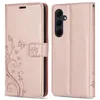 A rose gold flip case for a Samsung Galaxy A35 phone is shown from the front and back. Produktbild-Vorschau
