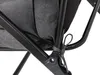 A close-up view of the dark gray fabric and black metal frame of a chair, with a tie detail visible. Náhľad obrázku produktu